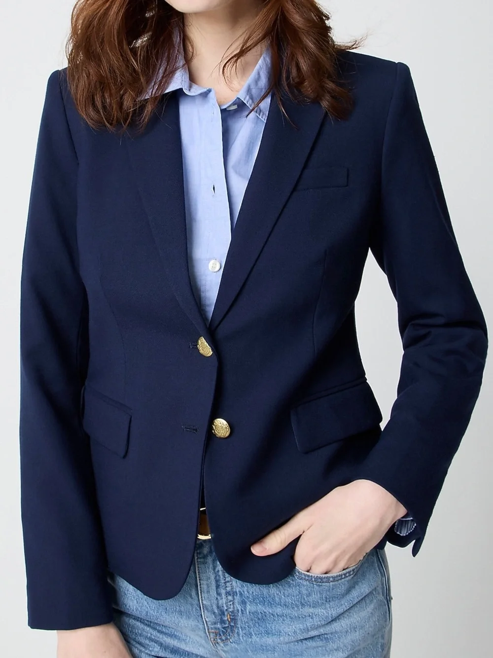 J Crew Original stretch wool schoolboy blazer in navy, collegiate preppy size 2